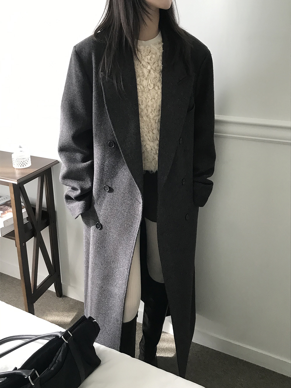 wool double maxi coat